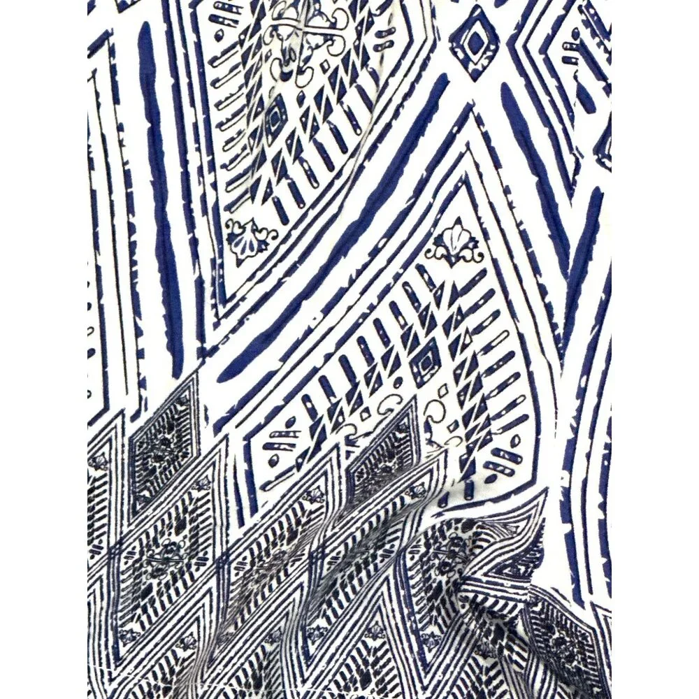 CCC Wide Leg Summer Romper Sleeveless Blue White Casual Geometric Print Size Sm - Picture 3 of 3